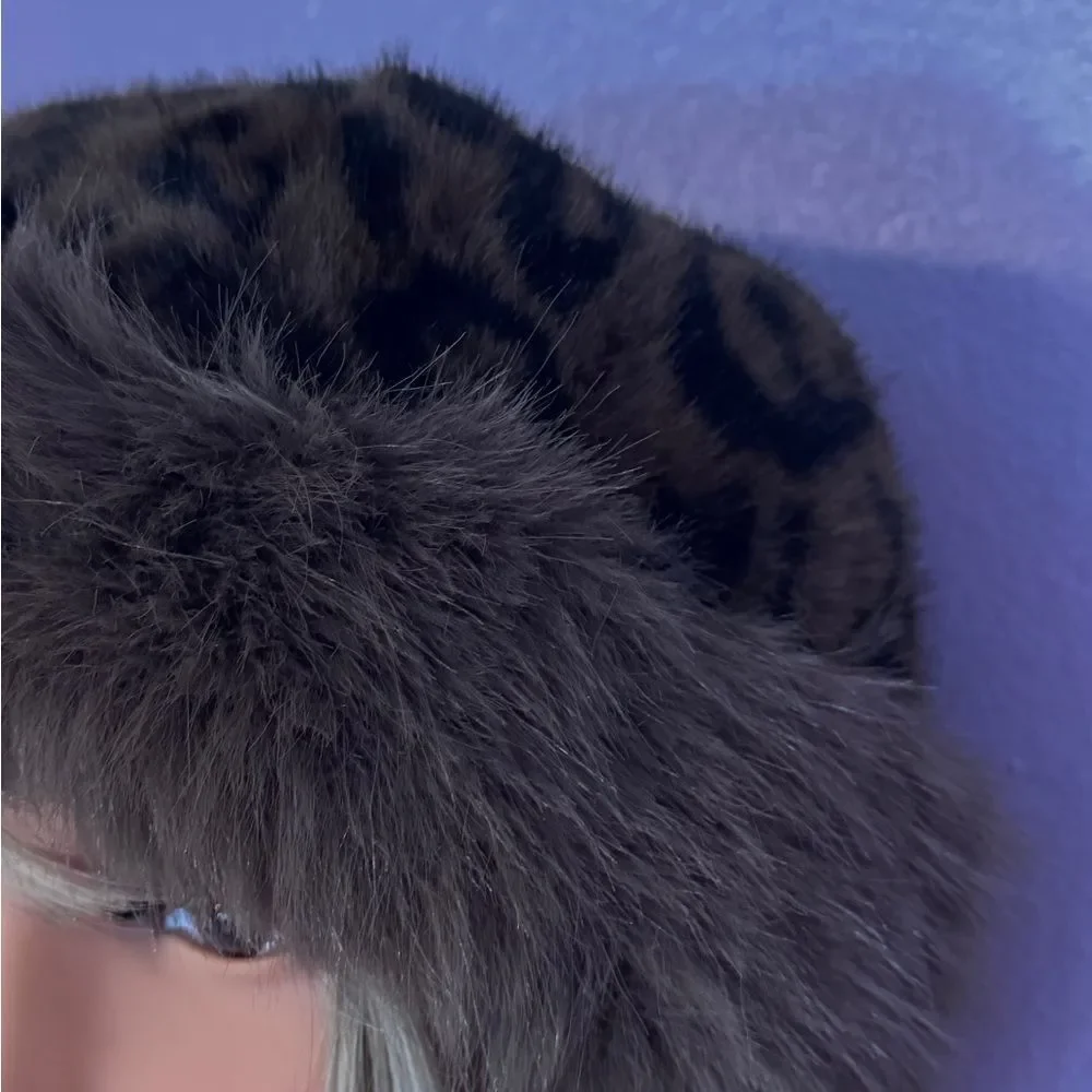 Leopard Print Faux Fur Hat